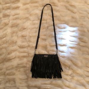 Rebecca Minkoff like new black leather fringe bag